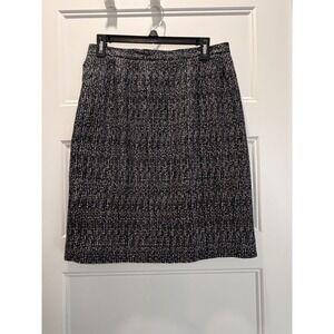 Women's Black White Tweed Pencil Skirt Size 10 Classic Work Office